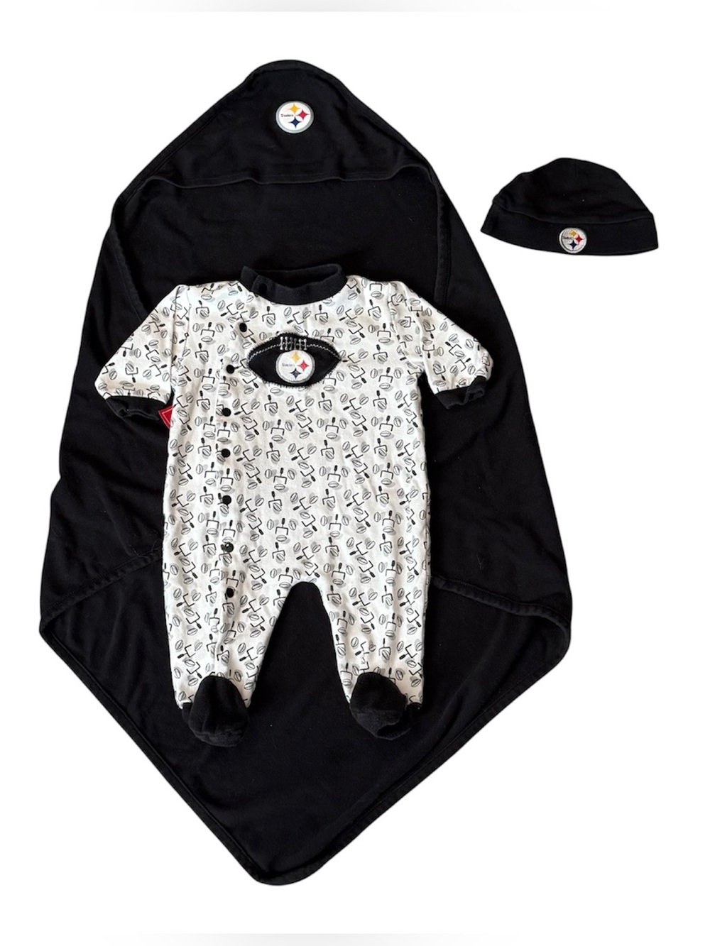 Pittsburgh Steelers Baby Bundle Set 0–3M Hat Blanket Footie NFL